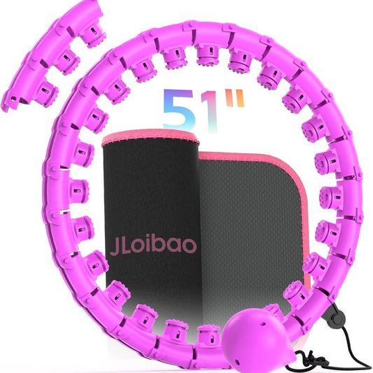 Jloibao Weighted Hula Circle for Adults Weight Loss, Infinity Fitness Hoop plus Size 51 Inch with Sweat Belt, Include 27 Detachable Links and Waist Trainer for Women